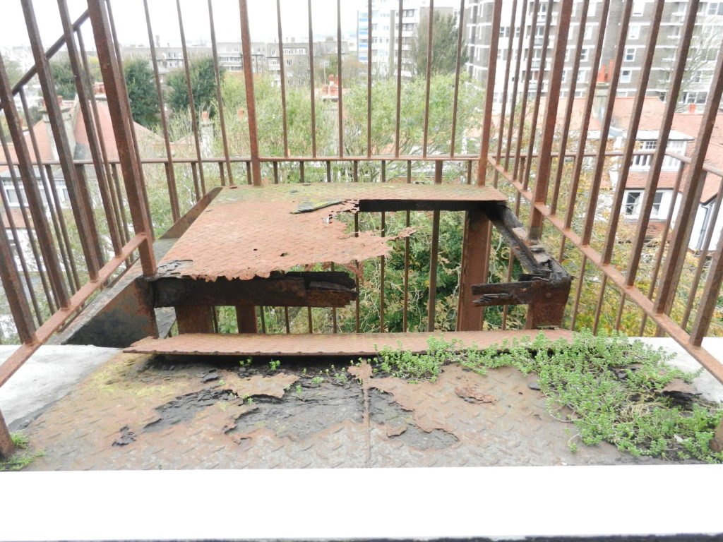 Corroded fire escape
