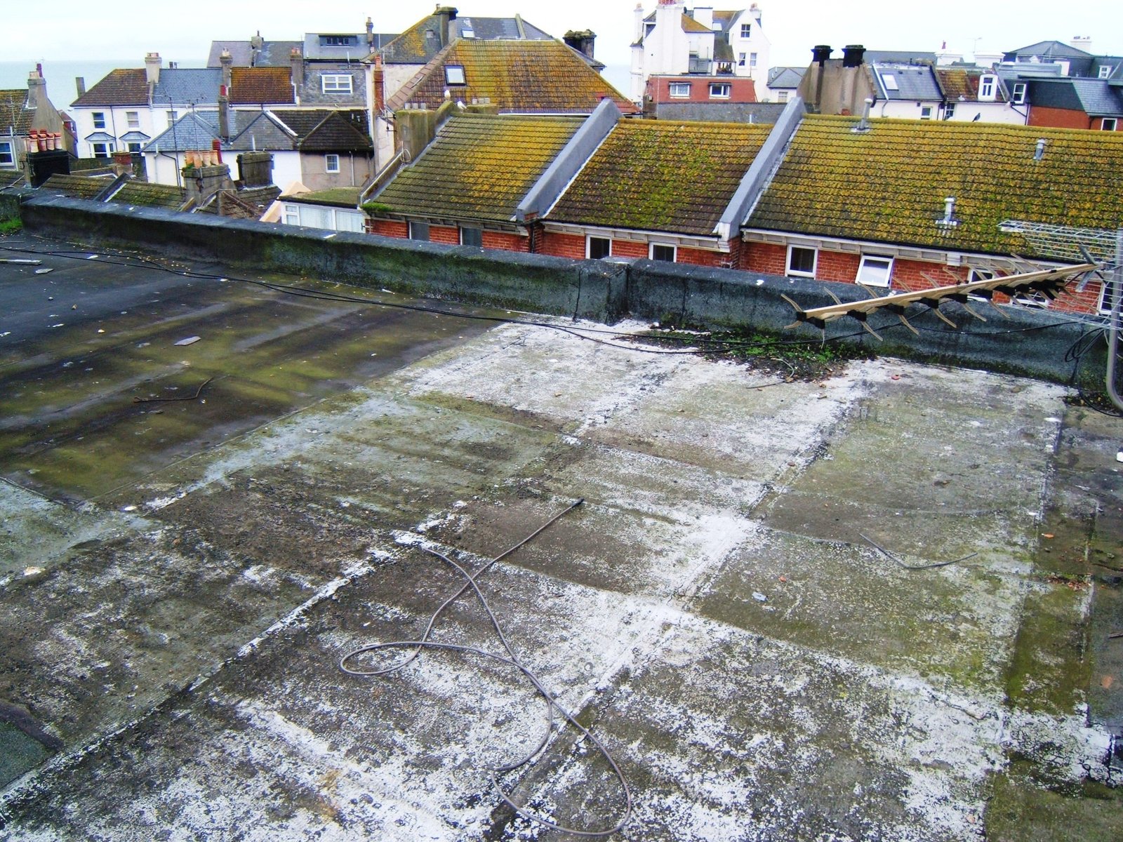 Cracked asphalt on roof